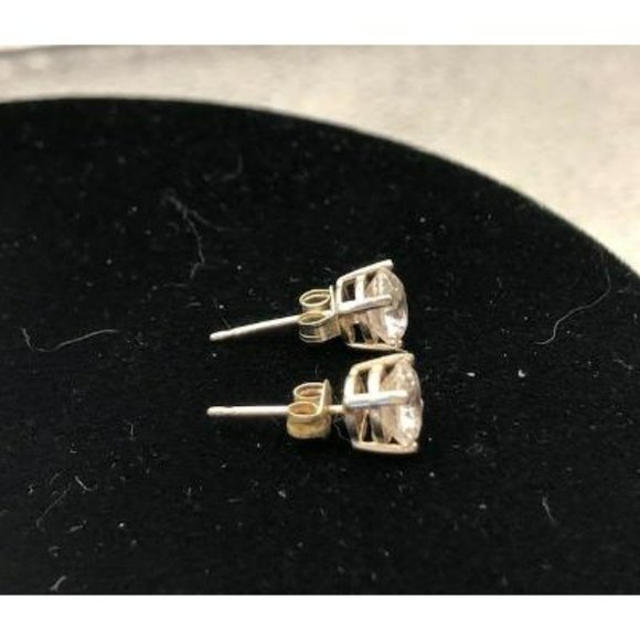 Classic Round CZ White Gold Stud Earrings - Picture 2 of 5